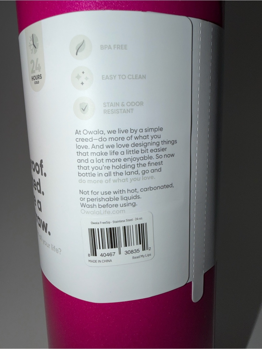 Owala “Read My Lips” 24 oz - Insulated Water Bottle - Picture 3 of 10